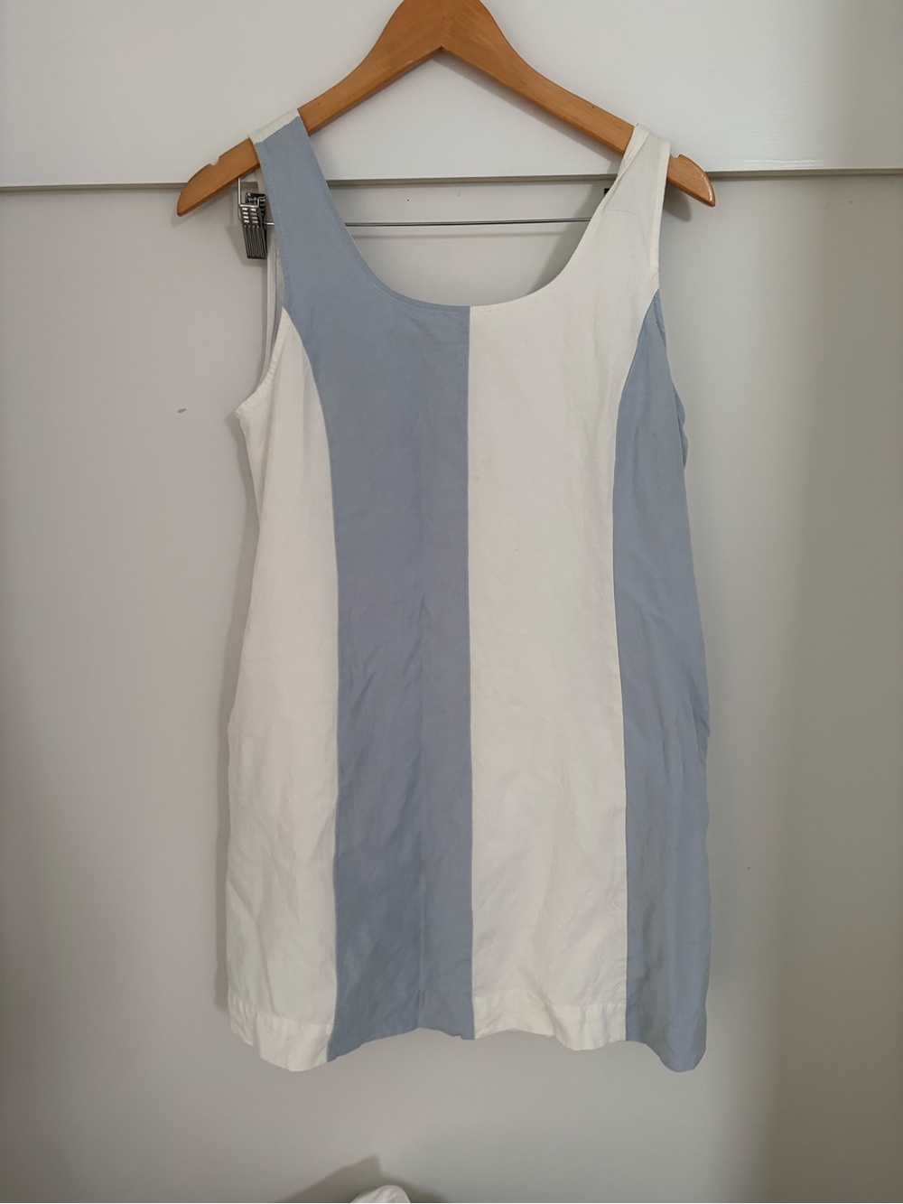 Striped Blue and White Sleeveless Mini Dress
